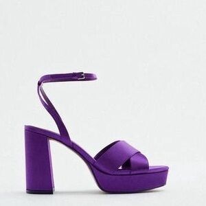 Zara Purple Platform Ankle-Strap Sandal